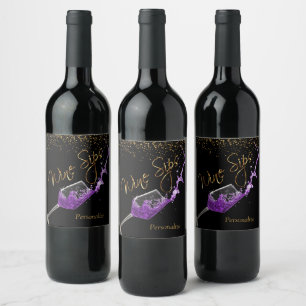 Vin Sips 🍷 - Lila Vinflaska Etikett