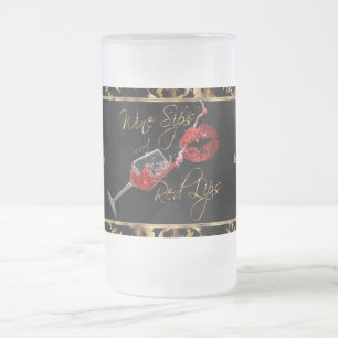 Vin Sips och Red Läppar - Marble Frostat Ölglas