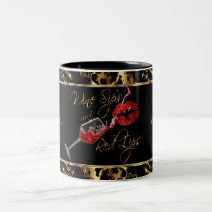 Vin Sips och Red Läppar - Marble Två-Tonad Mugg