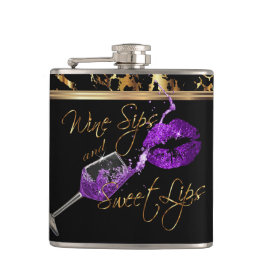 Vin Sips och Sweet Lila Läppar Fickplunta