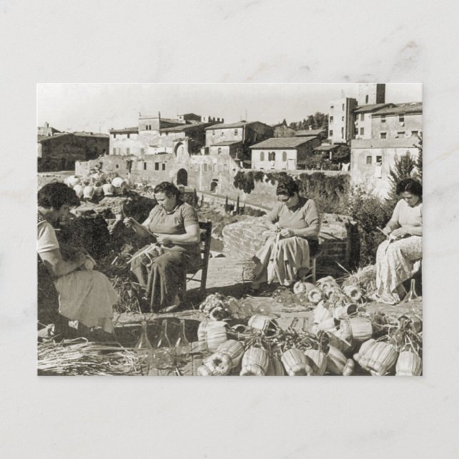 Vin skapar Chianti-flaska omfattar Vykort (Framsida)