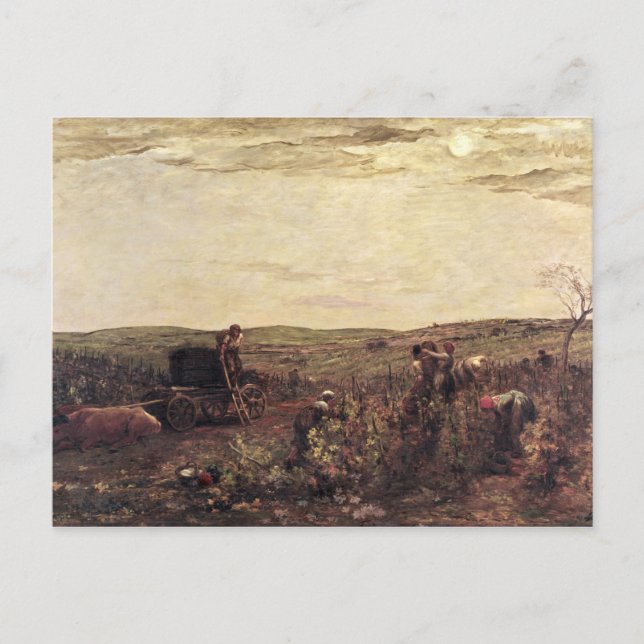 Vin-skörden i Burgundy 1863 Vykort (Framsida)