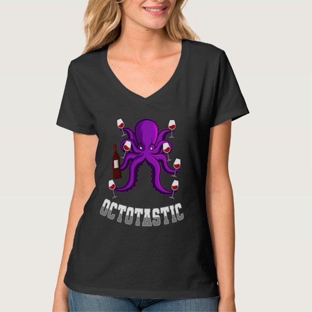 Vin som dricker bläckfisk t shirt (Framsida)
