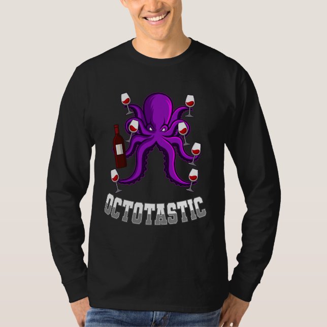Vin som dricker bläckfisk t shirt (Framsida)