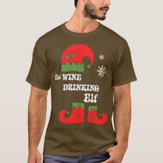 Vin som dricker Elf-julet Elf Tee-familjen Morsa T Shirt