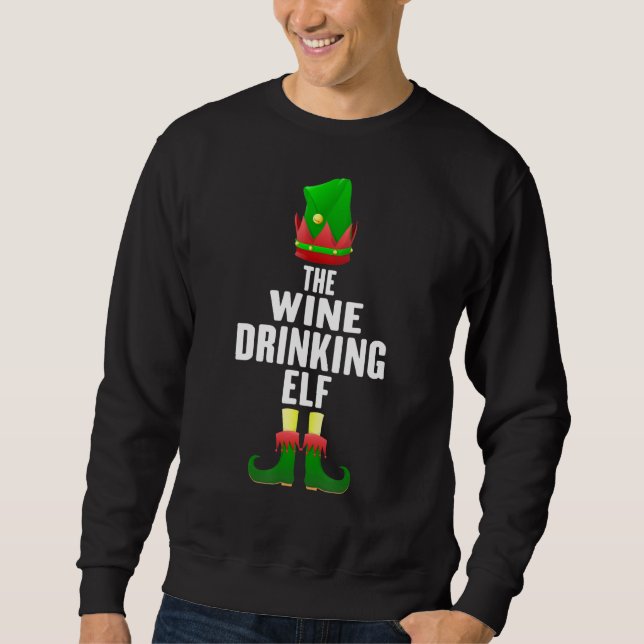 Vin som dricker Elf Matching Family Group Lång Ärmad Tröja (Framsida)