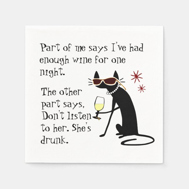 Vin som dricker katt, lyssna inte på hennes rinnan pappersservett (Framsidan)