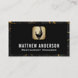 Vin Stänk Logotyp Guld Black Marble Visitkort