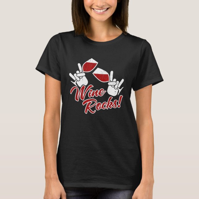 Vin Sten som dricker Humor T Shirt (Framsida)