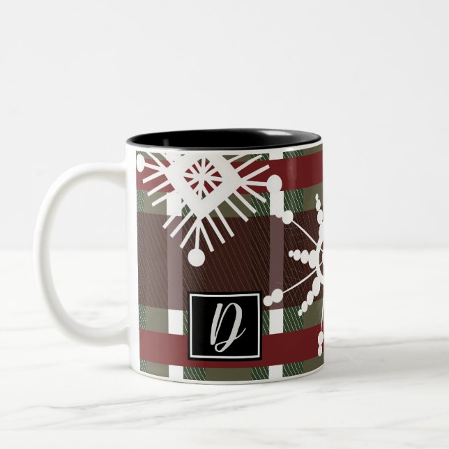 Vin Sweater Karo Initial Snöflinga Jul Två-Tonad Mugg (Vänster)