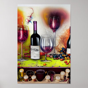 Vin Taste Colorful Digital Art Poster