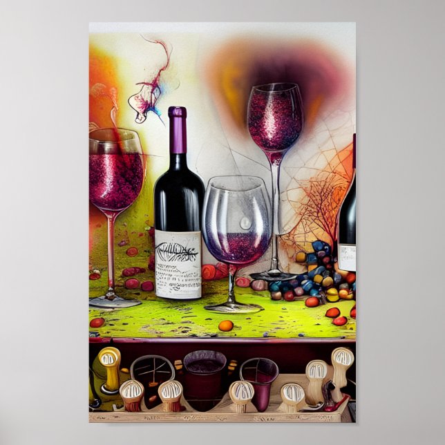Vin Taste Colorful Digital Art Poster (Framsidan)