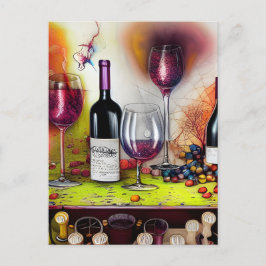 Vin Taste Colorful Digital Art Vykort