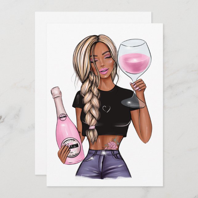 Vin Taste Inbjudningskort för möhippan (Fram/baksida)