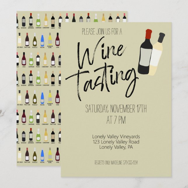 Vin Tasting Anpassningsbar Personlig Party Inbjudningar (Fram/baksida)