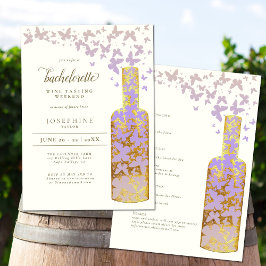 Vin Tasting Bachelorette Helg Guld Butterflies Inbjudningar