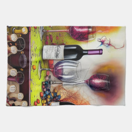 Vin Tasting Colorful Digital Art Kökshandduk