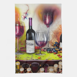 Vin Tasting Colorful Digital Art Kökshandduk