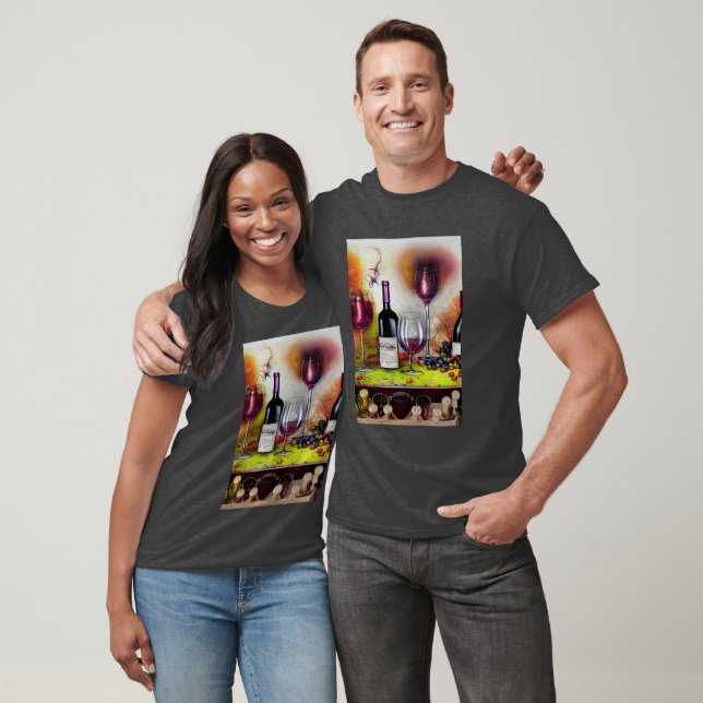Vin Tasting Colorful Digital Art T Shirt (Unisex)