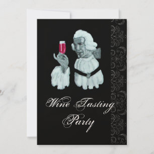 VIN TASTING PARTY Damask Black White Champagne Inbjudningar