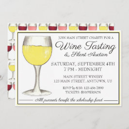 Vin Tasting White Vin Glass Winery Händelse Inbjudningar