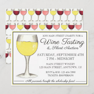 Vin Tasting White Vin Glass Winery Händelse Inbjudningar