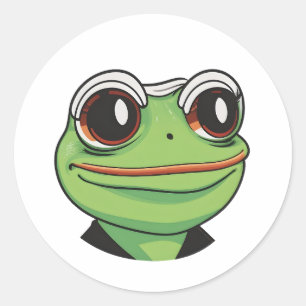 Vin! Tecknad Bok Frog: Brast upp med åtgärd Runt Klistermärke