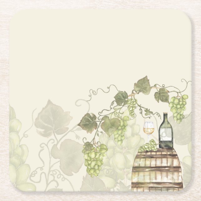 Vin-tema underlägg – Inspirerad av vingårdar Papper Kvadrat (Framsidan)