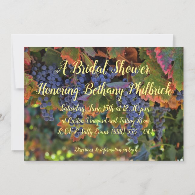 Vin Themard Vineyard Inbjudningskort för möhippan (Framsida)