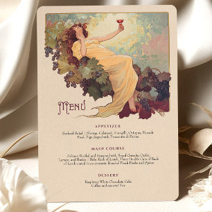 Vin Theme Art nouveau Bröllop Midmeny Blommigt Inbjudningar