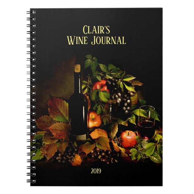 Vin Theme Fortfarande LI/Personlig Vin Journal Anteckningsbok (Framsidan)
