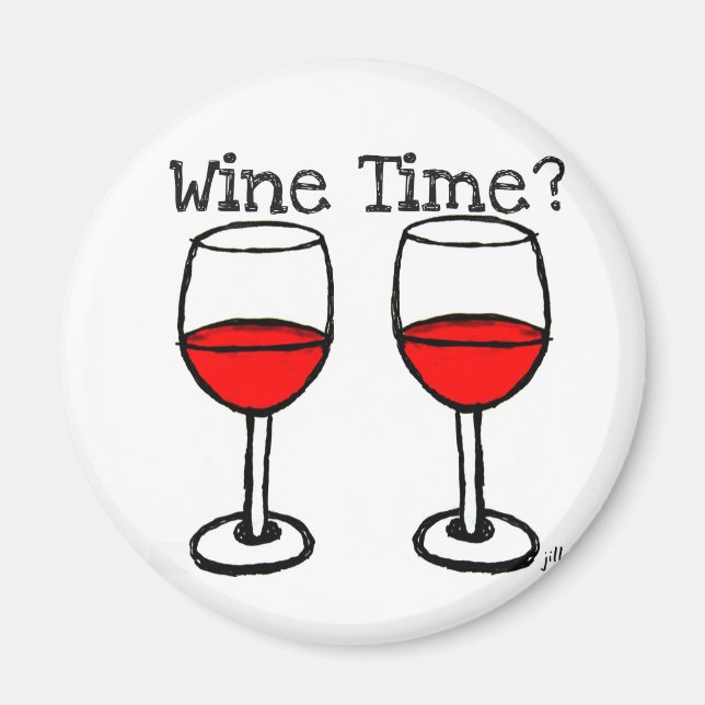 "VIN TID?" RED VIN GLASSES PRINT MAGNET (Framsidan)