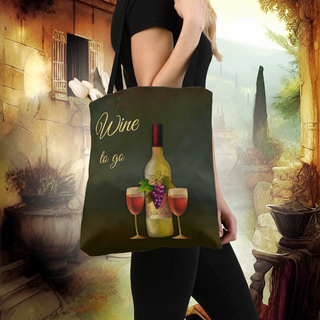 Vin to Go Cute Classic Art Tote Bag Tygkasse (Skapare uppladdad)