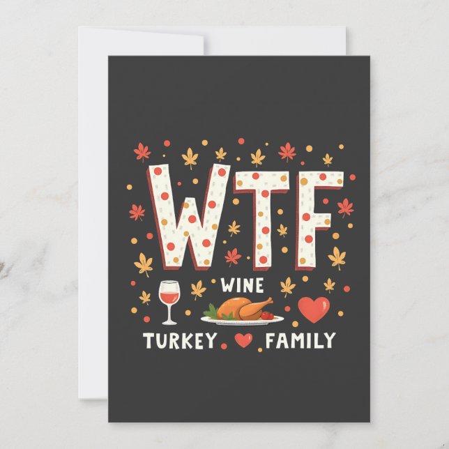 Vin Turkiet Familj Rolig Thanksgiving  Julkort (Framsida)