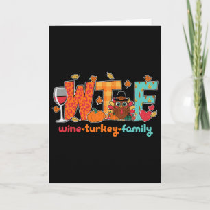 Vin Turkiet Familj Roligt Thanksgiving Middag Dric Kort