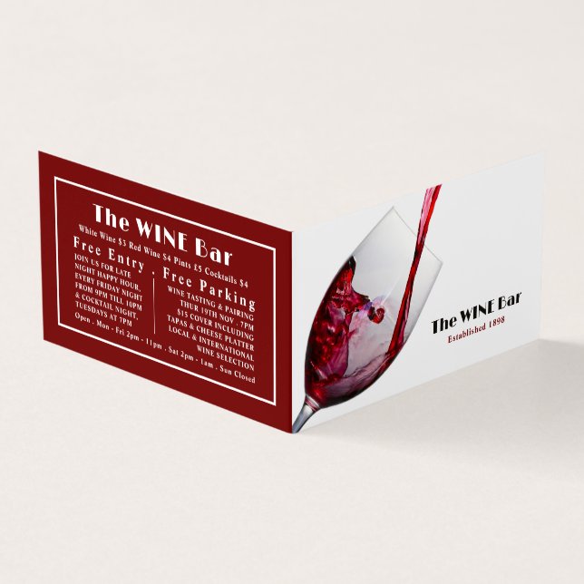 Vin, Vin, Pub/Winery, Pourate Red Visitkort (Utsida)