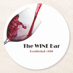 Vin, Vin, Pub/Winery, Puerto Red Underlägg Papper Rund