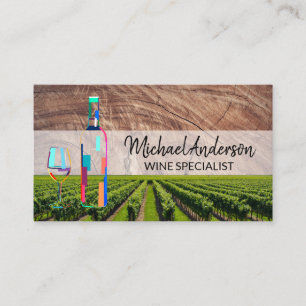 Vin Vineyard   Glaset Artsy Flaska Logotyp Visitkort