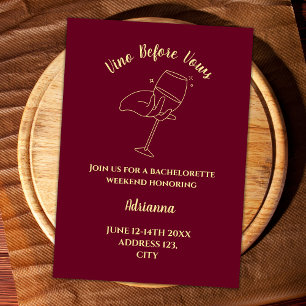 Vin Vino före Vows Bachelorette Helg Inbjudningar