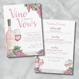 Vin Vino före Vows Bachelorette Party Inbjudningar