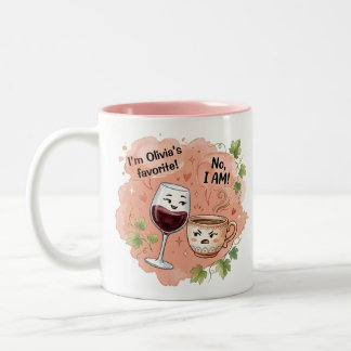 Vin vs Kaffe Roligt Present För Bästa Vännen Två-Tonad Mugg