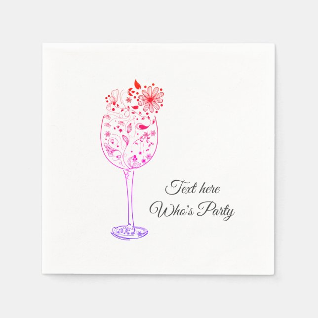 vin, vuxen födelsedag, bröllop, blommigt pappersservett (Framsidan)