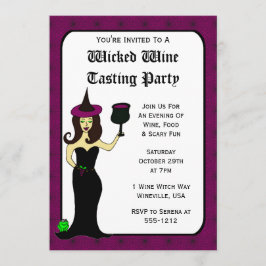 Vin Witch Wicked Vin Taste Halloween-Inbjudningsko Inbjudningar