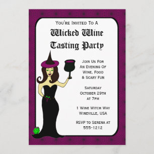 Vin Witch Wicked Vin Taste Halloween-Inbjudningsko Inbjudningar