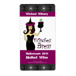 Vin Witch "Witches Brew" Halloween Vin-etiketter Fraktsedel