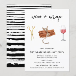 Vin & Wrap-julklapp som omsluter Party Inbjudningar