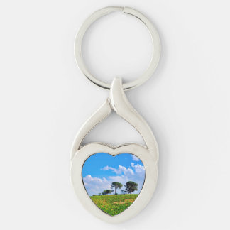 Viña de Los Pinos Twisted Heart Silverfärgad Nyckelring