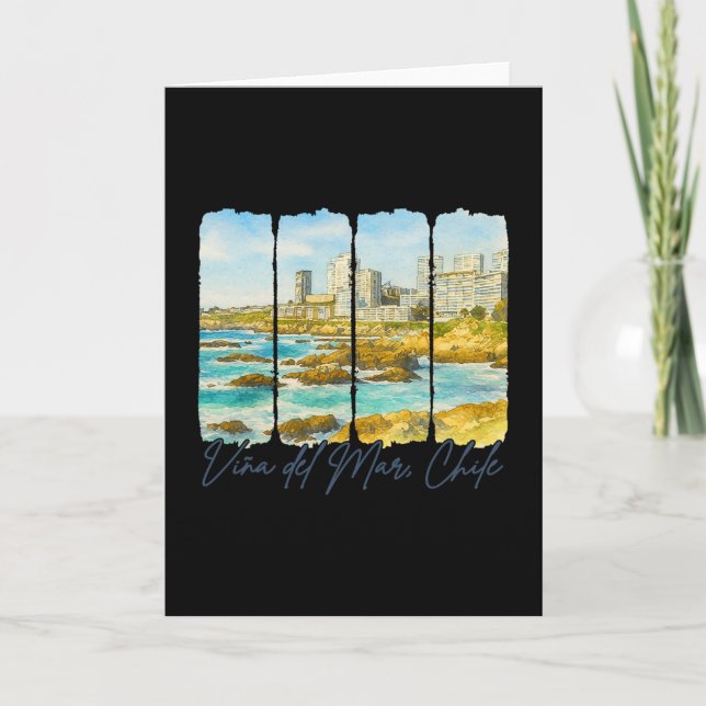 Viña Del Mar Chile Resa Penseldrag Viña Del Mar Kort (Framsida)