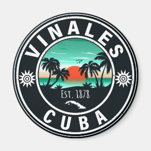 Vinales Cuba Island Retro Sunset Souvenirs 60 Magnet