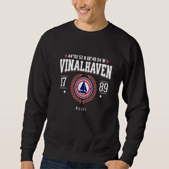 Vinalhaven Maine Nautical Sailboat Beach Souvenir  Lång Ärmad Tröja (Framsida)